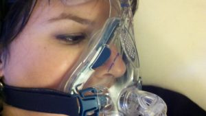 Rachel in another breathing mask.